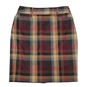 Dressbarn Established Plaid Pencil Skirt Womens 10 Fall Burgundy Town & Country